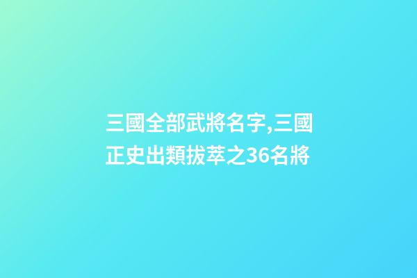 三國全部武將名字,三國正史出類拔萃之36名將-第1張-觀點-玄機派