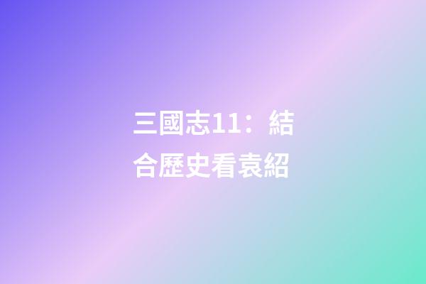 三國志11：結合歷史看袁紹-第1張-觀點-玄機派