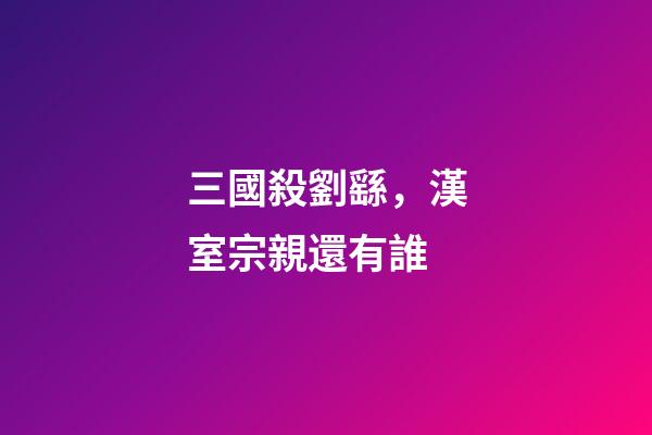 三國殺劉繇，漢室宗親還有誰-第1張-觀點-玄機派