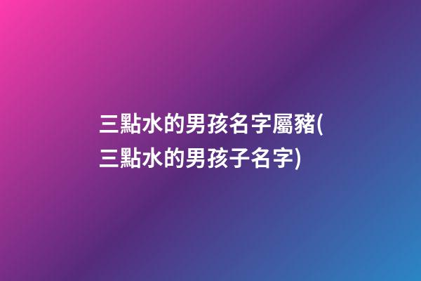 三點水的男孩名字屬豬(三點水的男孩子名字)