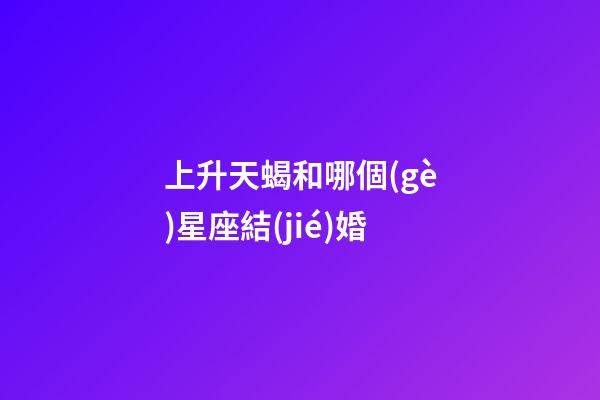 上升天蝎和哪個(gè)星座結(jié)婚-第1張-星座運(yùn)勢(shì)-玄機(jī)派