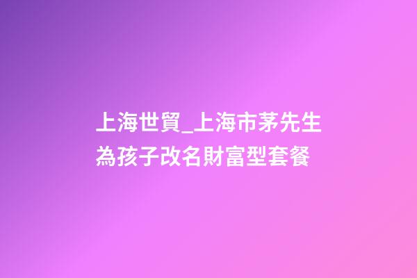 上海世貿_上海市茅先生為孩子改名財富型套餐-第1張-公司起名-玄機派