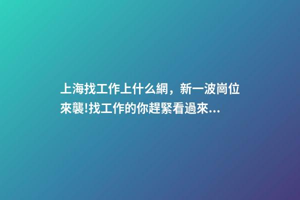 上海找工作上什么網，新一波崗位來襲!找工作的你趕緊看過來→-第1張-觀點-玄機派