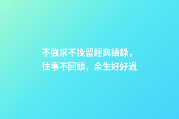 不強求不挽留經典語錄，往事不回頭，余生好好過-第1張-觀點-玄機派