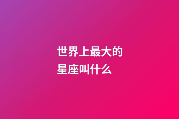 世界上最大的星座叫什么