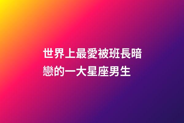 世界上最愛被班長暗戀的一大星座男生