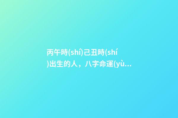 丙午時(shí)己丑時(shí)出生的人，八字命運(yùn)如何？
