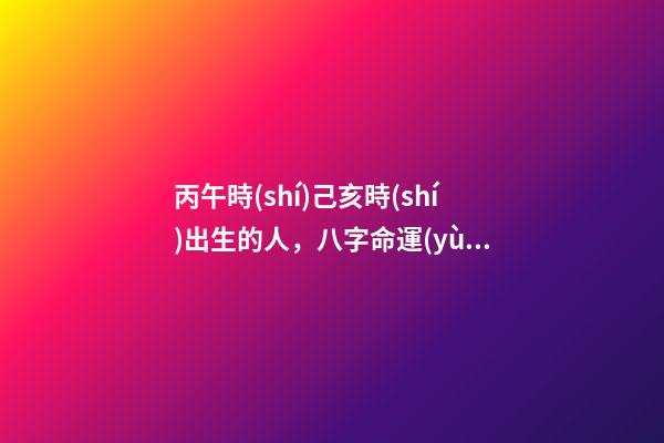 丙午時(shí)己亥時(shí)出生的人，八字命運(yùn)如何？