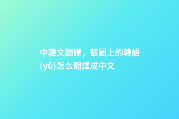 中韓文翻譯，截圖上的韓語(yǔ)怎么翻譯成中文-第1張-觀點(diǎn)-玄機(jī)派
