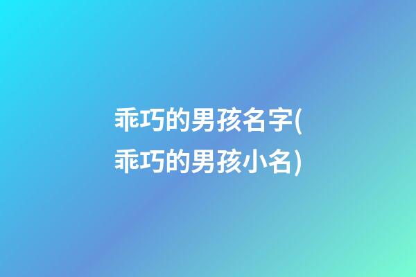 乖巧的男孩名字(乖巧的男孩小名)
