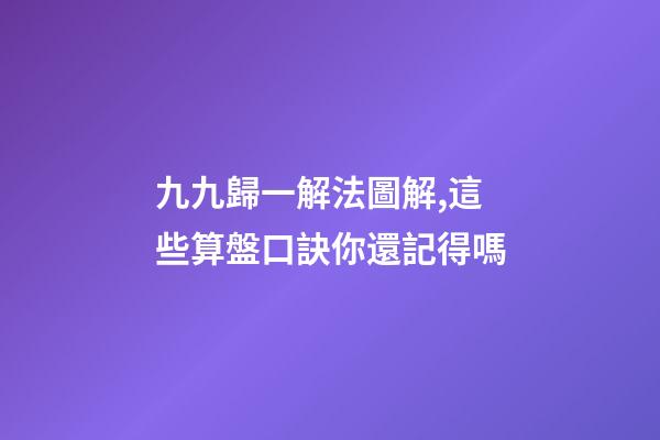 九九歸一解法圖解,這些算盤口訣你還記得嗎-第1張-觀點-玄機派