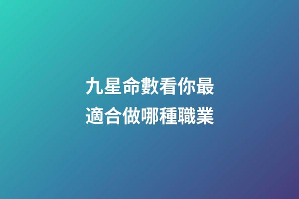 九星命數看你最適合做哪種職業