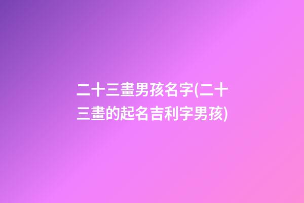二十三畫男孩名字(二十三畫的起名吉利字男孩)