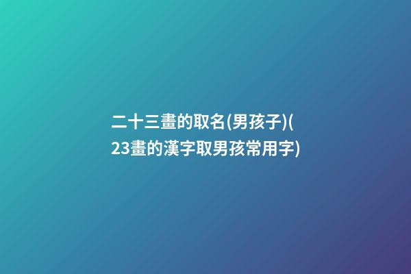 二十三畫的取名(男孩子)(23畫的漢字取男孩常用字)