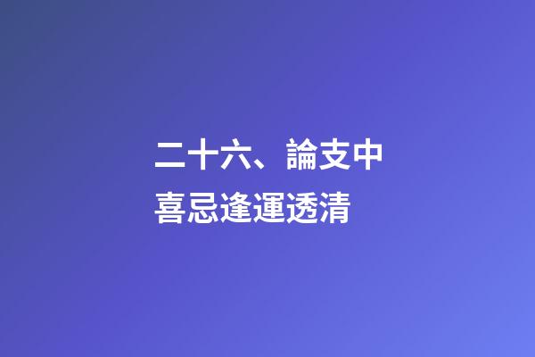 二十六、論支中喜忌逢運透清
