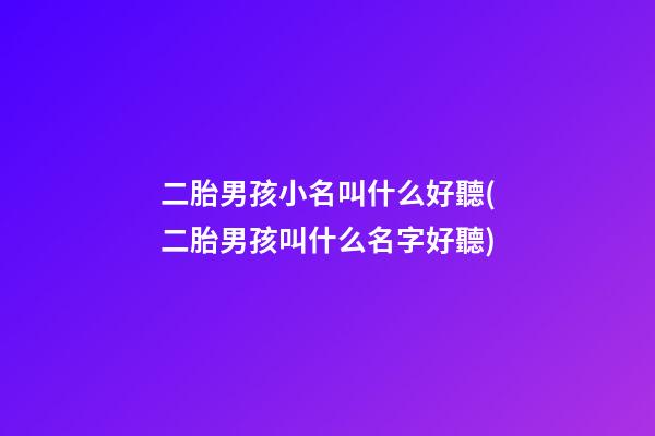 二胎男孩小名叫什么好聽(二胎男孩叫什么名字好聽)