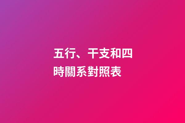 五行、干支和四時關系對照表