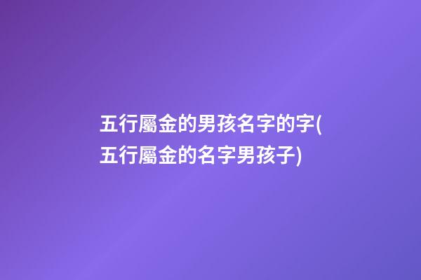 五行屬金的男孩名字的字(五行屬金的名字男孩子)