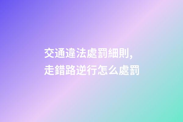 交通違法處罰細則,走錯路逆行怎么處罰-第1張-觀點-玄機派