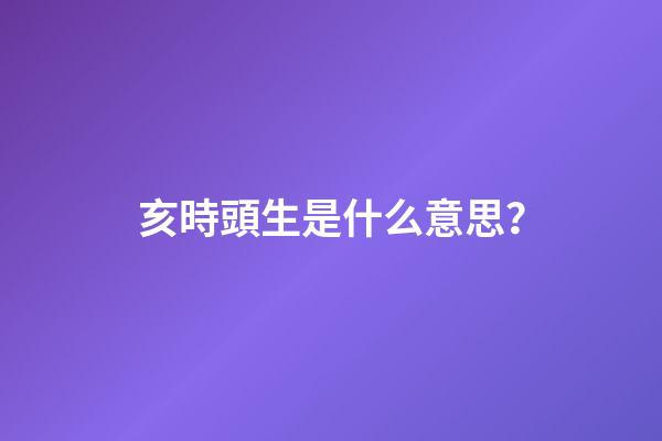 亥時頭生是什么意思？