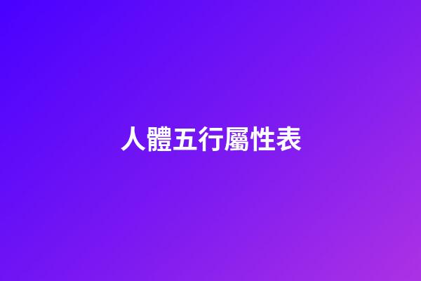 人體五行屬性表