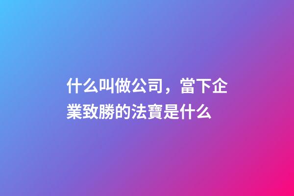 什么叫做公司，當下企業致勝的法寶是什么-第1張-觀點-玄機派