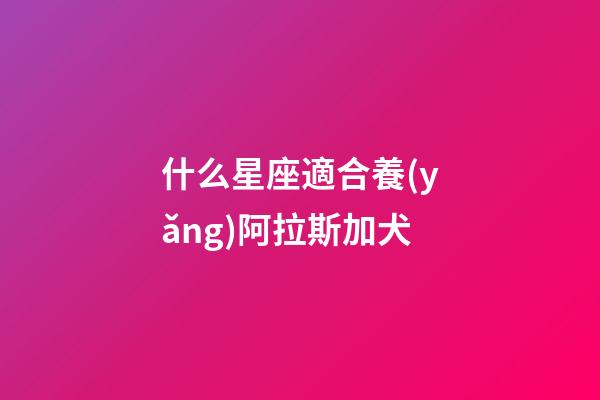 什么星座適合養(yǎng)阿拉斯加犬