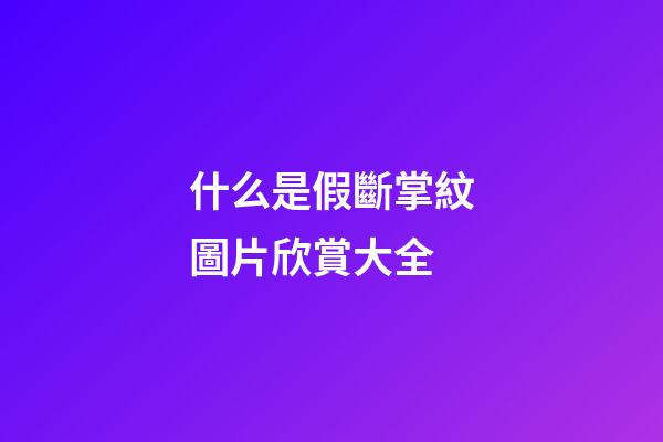 什么是假斷掌紋圖片欣賞大全