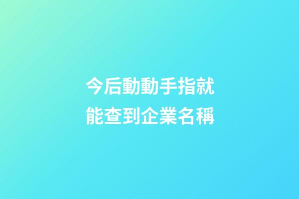 今后動動手指就能查到企業名稱-第1張-公司起名-玄機派