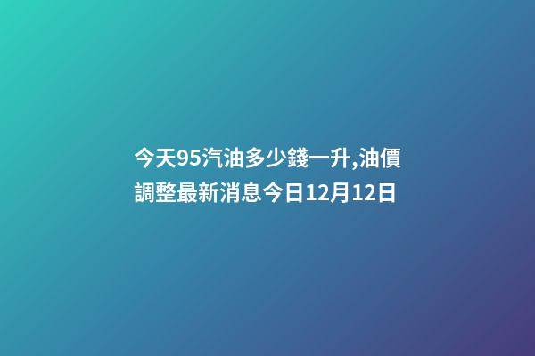 今天95汽油多少錢一升,油價調整最新消息今日12月12日-第1張-觀點-玄機派