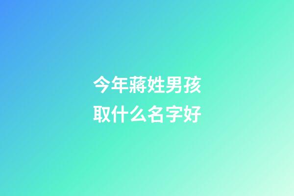 今年蔣姓男孩取什么名字好(2023年蔣姓男孩取名字大全)-第1張-男孩起名-玄機派