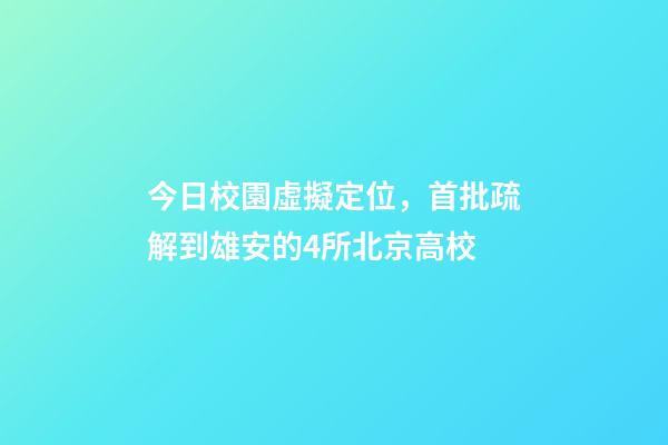 今日校園虛擬定位，首批疏解到雄安的4所北京高校-第1張-觀點(diǎn)-玄機(jī)派