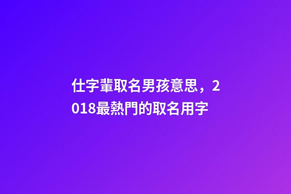 仕字輩取名男孩意思，2018最熱門的取名用字-第1張-觀點(diǎn)-玄機(jī)派