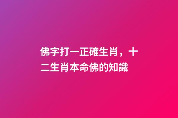 佛字打一正確生肖，十二生肖本命佛的知識-第1張-觀點-玄機派