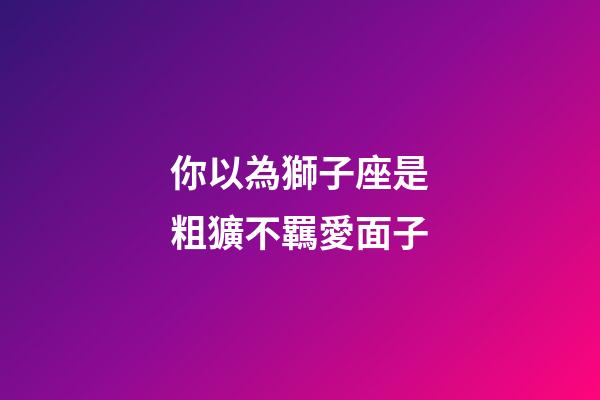 你以為獅子座是粗獷不羈愛面子-第1張-星座運勢-玄機派