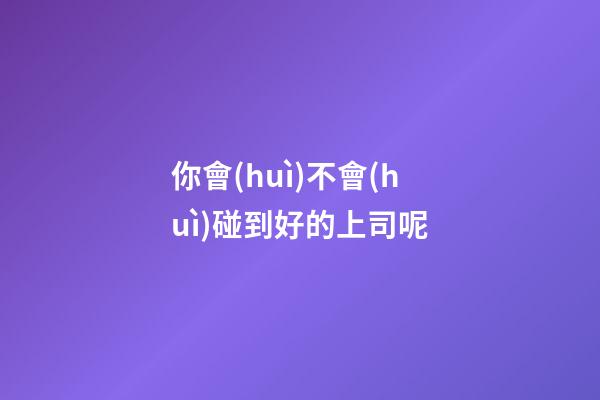 你會(huì)不會(huì)碰到好的上司呢?