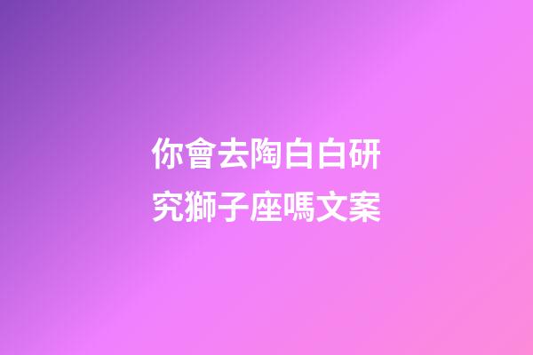 你會去陶白白研究獅子座嗎文案-第1張-星座運勢-玄機派