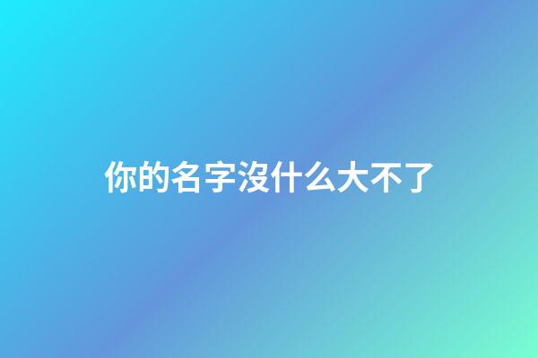 你的名字沒什么大不了