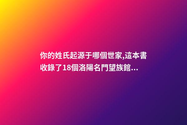 你的姓氏起源于哪個世家,這本書收錄了18個洛陽名門望族館藏資料-第1張-觀點-玄機派