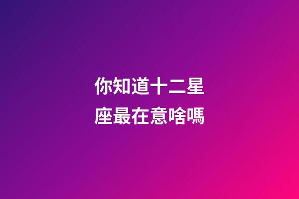 你知道十二星座最在意啥嗎-第1張-星座運勢-玄機派