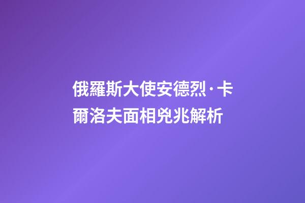 俄羅斯大使安德烈·卡爾洛夫面相兇兆解析