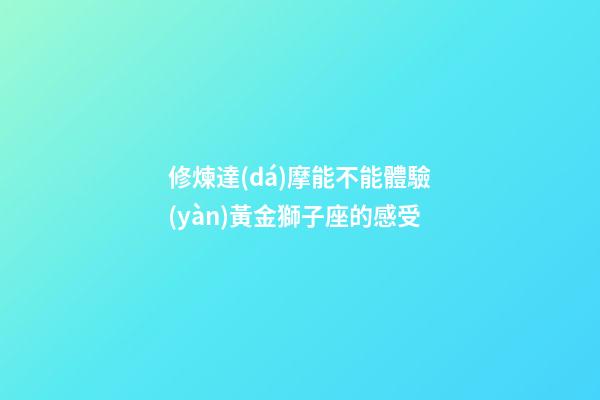 修煉達(dá)摩能不能體驗(yàn)黃金獅子座的感受