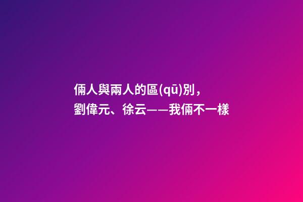 倆人與兩人的區(qū)別，劉偉元、徐云——我倆不一樣-第1張-觀點(diǎn)-玄機(jī)派