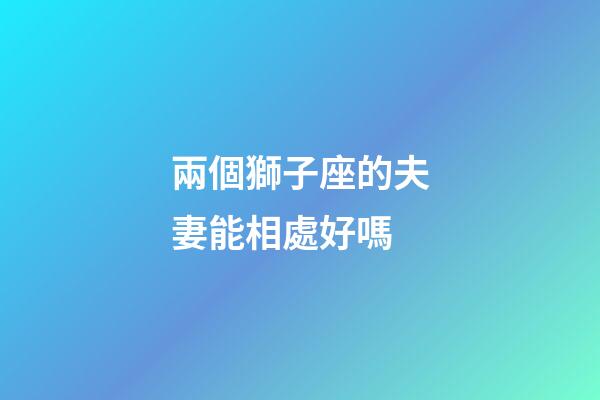 兩個獅子座的夫妻能相處好嗎-第1張-星座運勢-玄機派