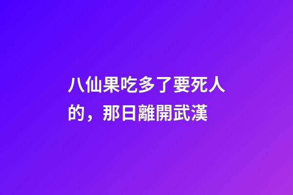八仙果吃多了要死人的，那日離開武漢-第1張-觀點-玄機派