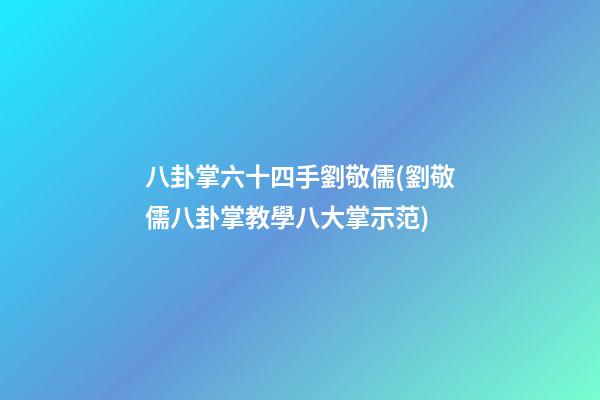 八卦掌六十四手劉敬儒(劉敬儒八卦掌教學八大掌示范)