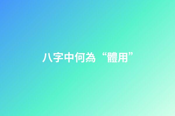 八字中何為“體用”