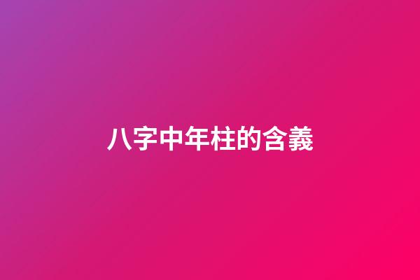 八字中年柱的含義