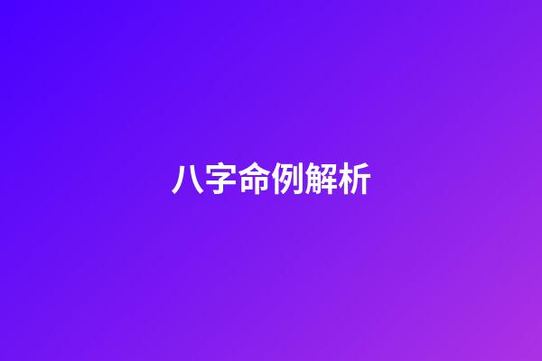 八字命例解析