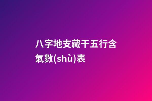 八字地支藏干五行含氣數(shù)表